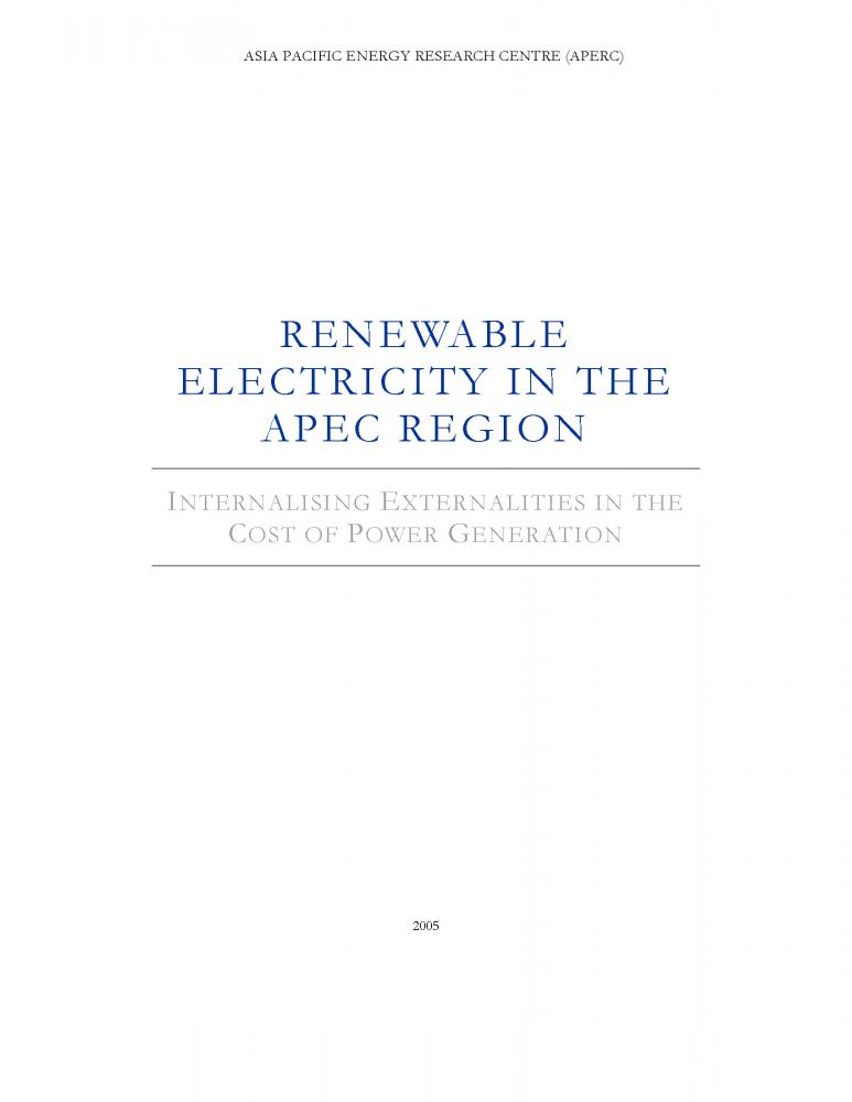Renewable Electricity in the APEC Region (2005)